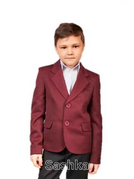 Піджак класичний для хлопчика Sashka напіввовна бордовий, розмір 116-188